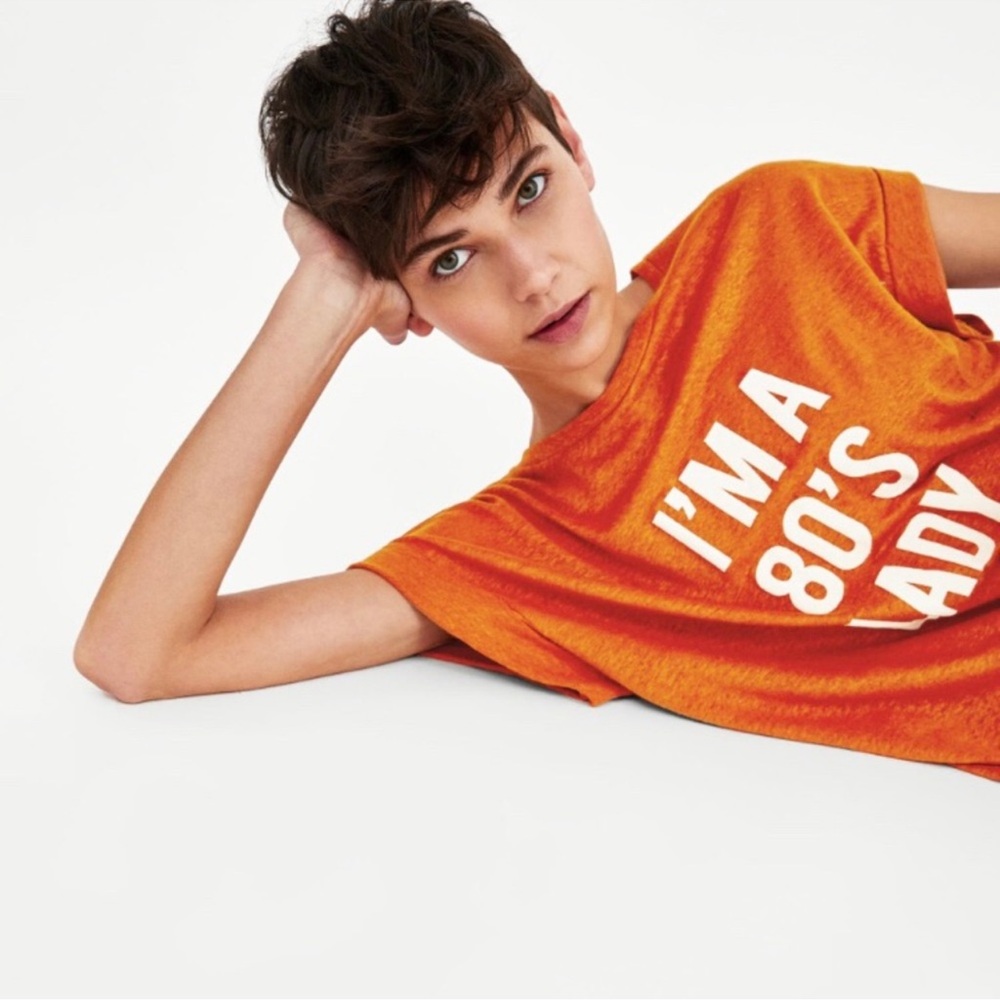 ❤️ Zara ‘I’m a 80’s Lady’ Linen Graphic Tee - Picture 13 of 13